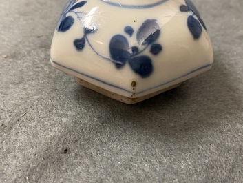 Three Chinese silver-mounted blue and white vases and a teapot, Kangxi